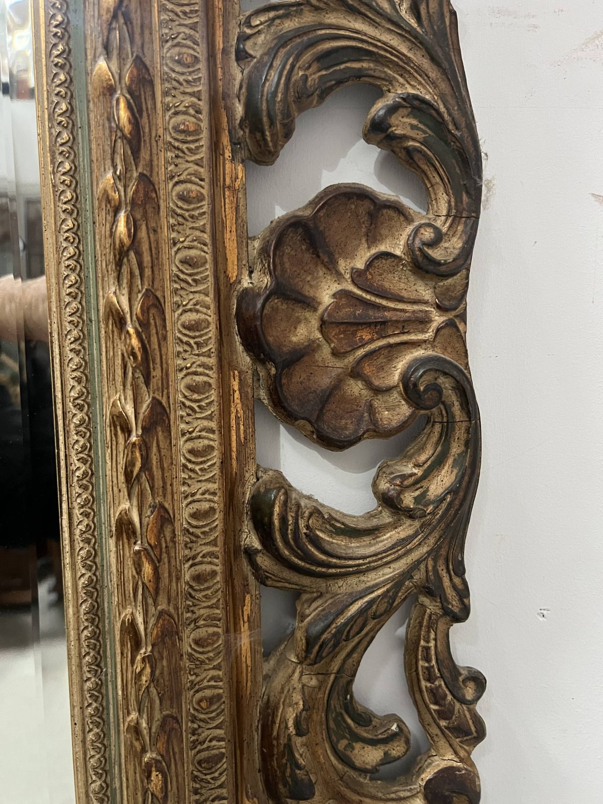 photo for sale Napoleon III Style Mirror In Carved Wood, 20th Century.