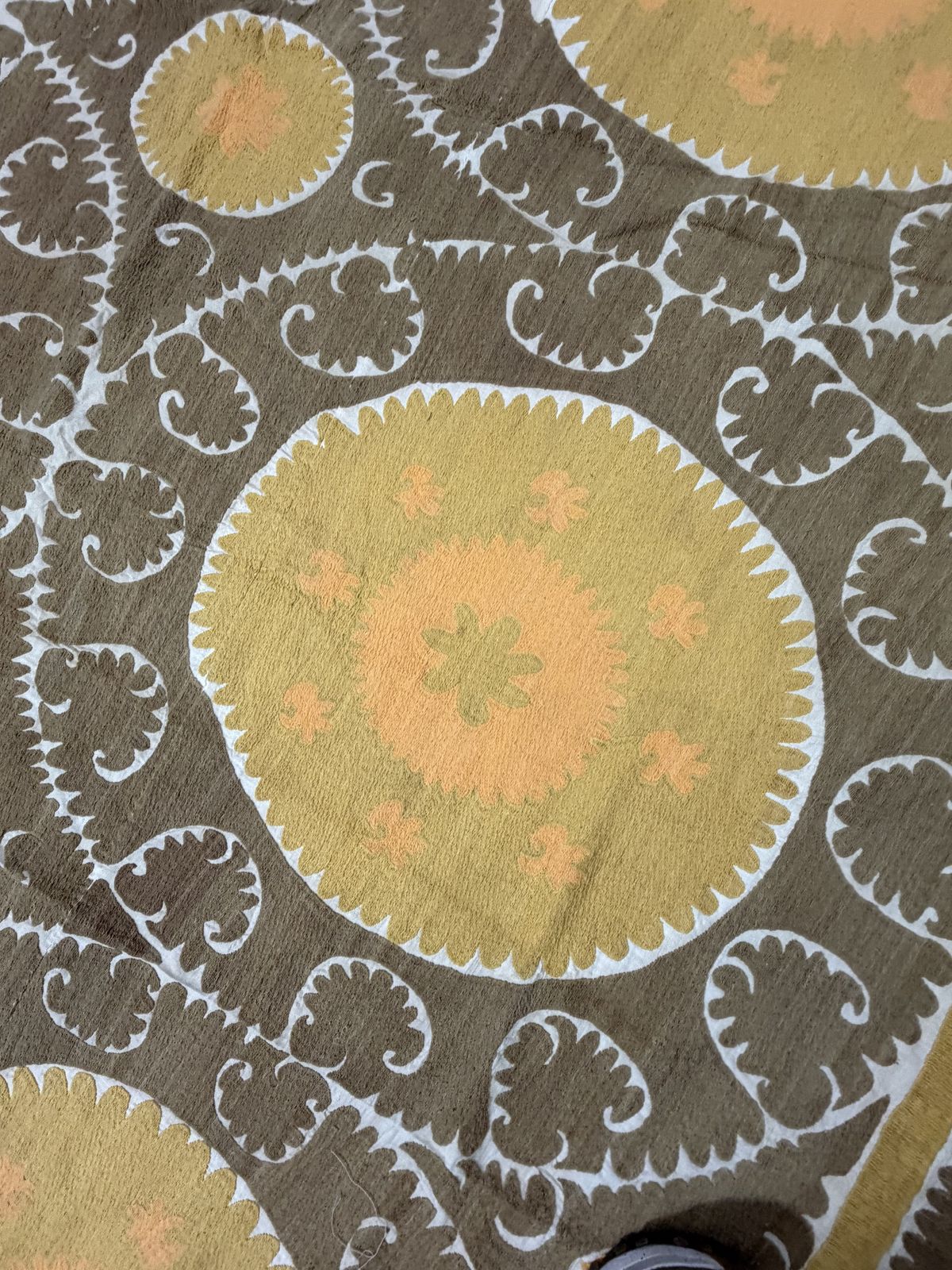 photo furniture Decorative Suzani Embroidery | Mustard Brown Living Room Wall Hanging 6'11'' X 10'3''