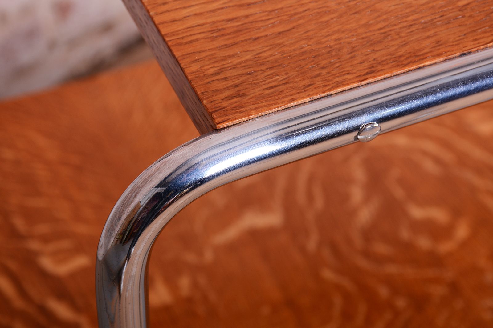 Restored Bauhaus Side Table, By Marcel Breuer For Mücke Melder, Czech, 1930s photo vintage