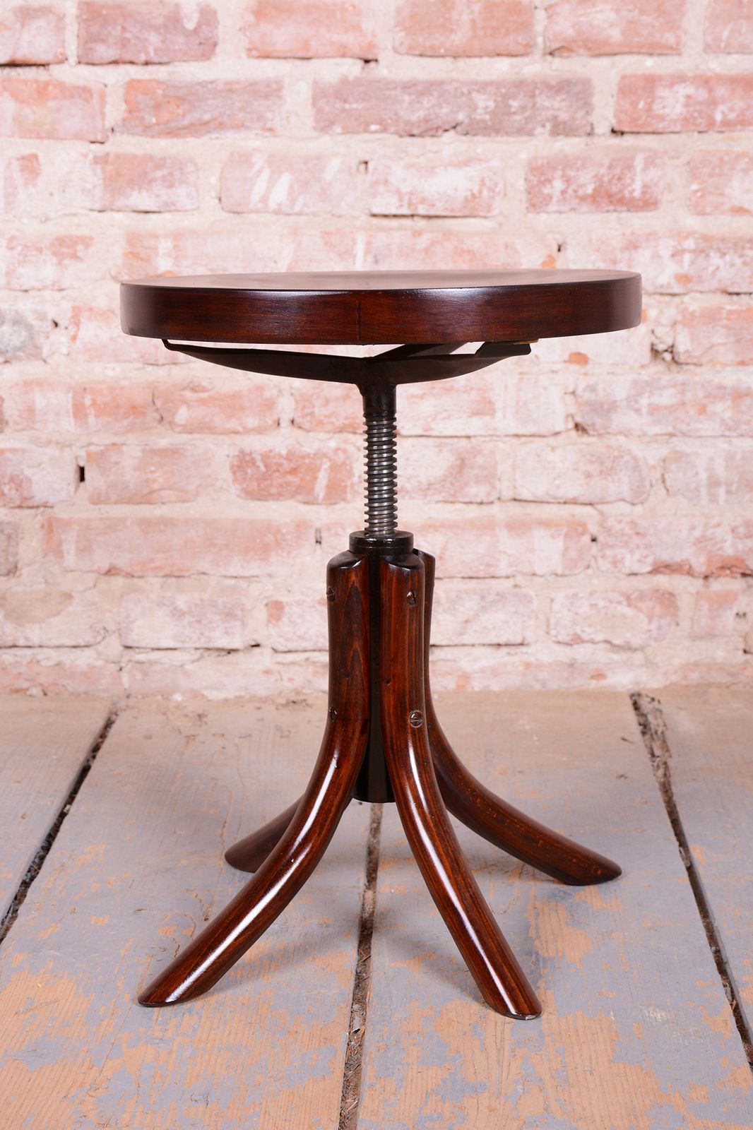 Restored Art Deco Piano Swivel Stool, By Thonet, Beech, Polished, Czech, 1930s photo for sale