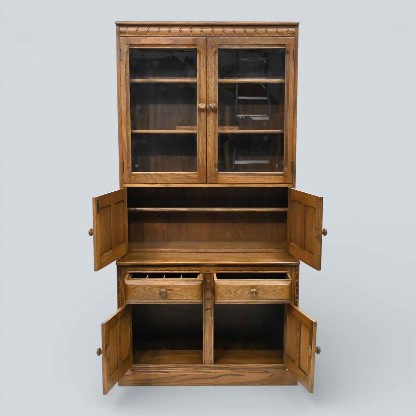 Ercol Mural Wall Unit Drinks Display Cabinets Golden Dawn Free Uk Delivery* photo vinterior