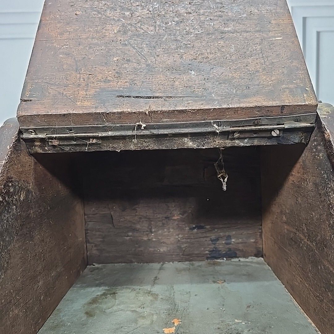 80.0 Antique Edwardian Coal Scuttle Box Wooden Fireside Carved Storage Brass Retro photo