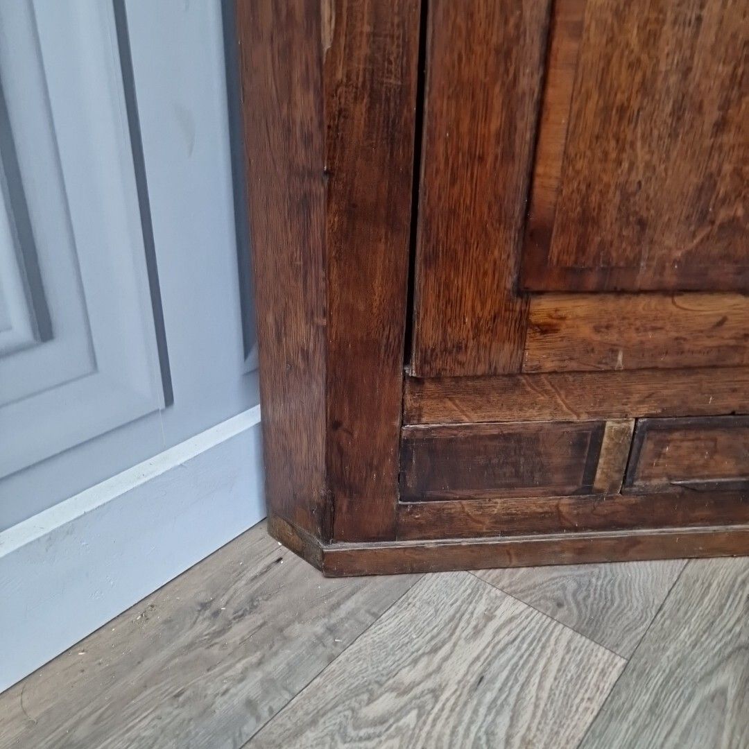 photo for sale Antique Georgian Corner Cabinet Single Door Hanging Cupboard Long Case