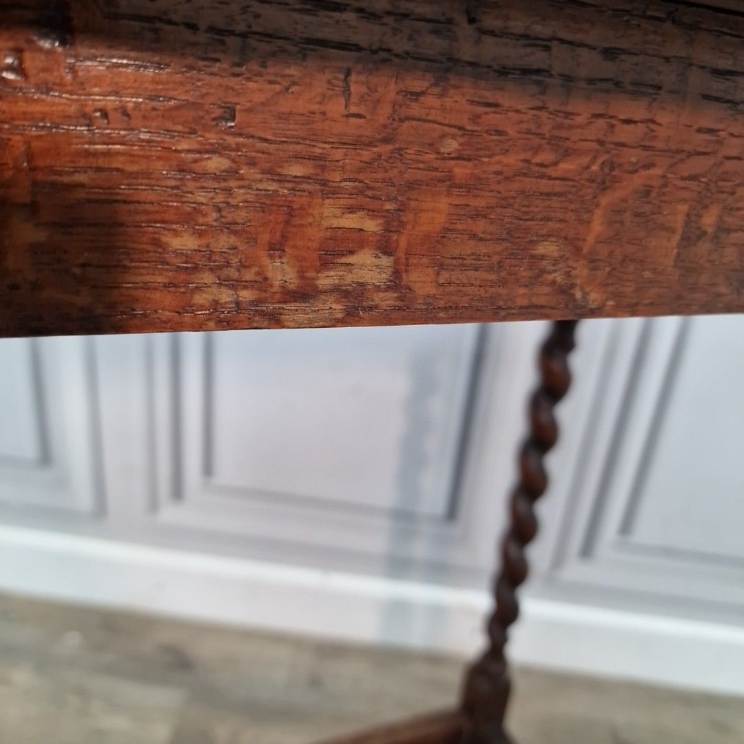 Antique Oak Hall Table – Solid Wood Barley Twist Legs – Jacobean Style Lamp Side photo vintage