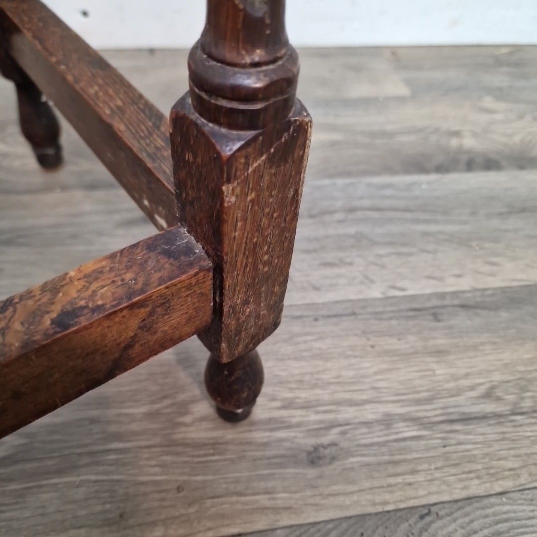photo for sale Antique Oak Hall Table – Solid Wood Barley Twist Legs – Jacobean Style Lamp Side