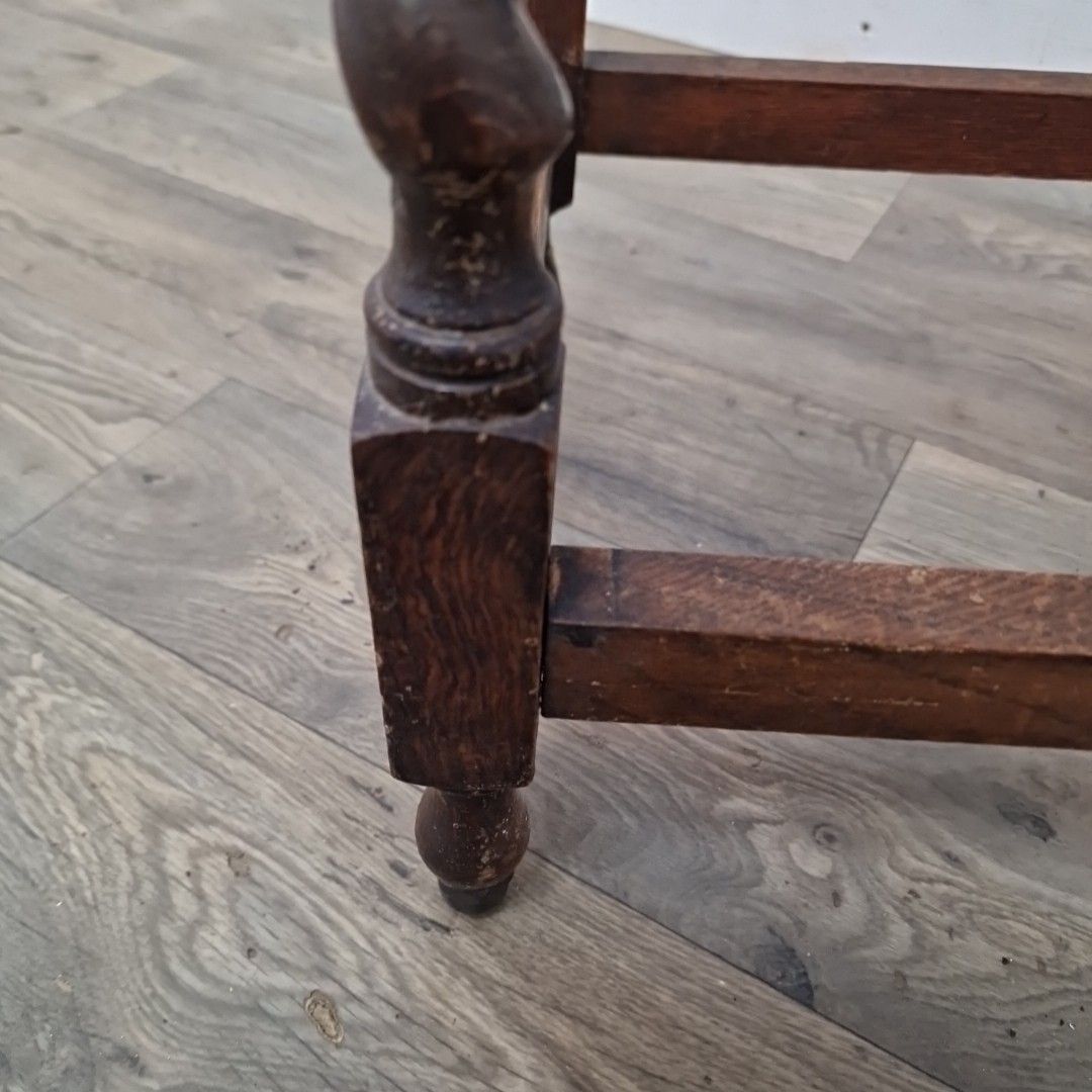 Furniture Antique Oak Hall Table – Solid Wood Barley Twist Legs – Jacobean Style Lamp Side photo