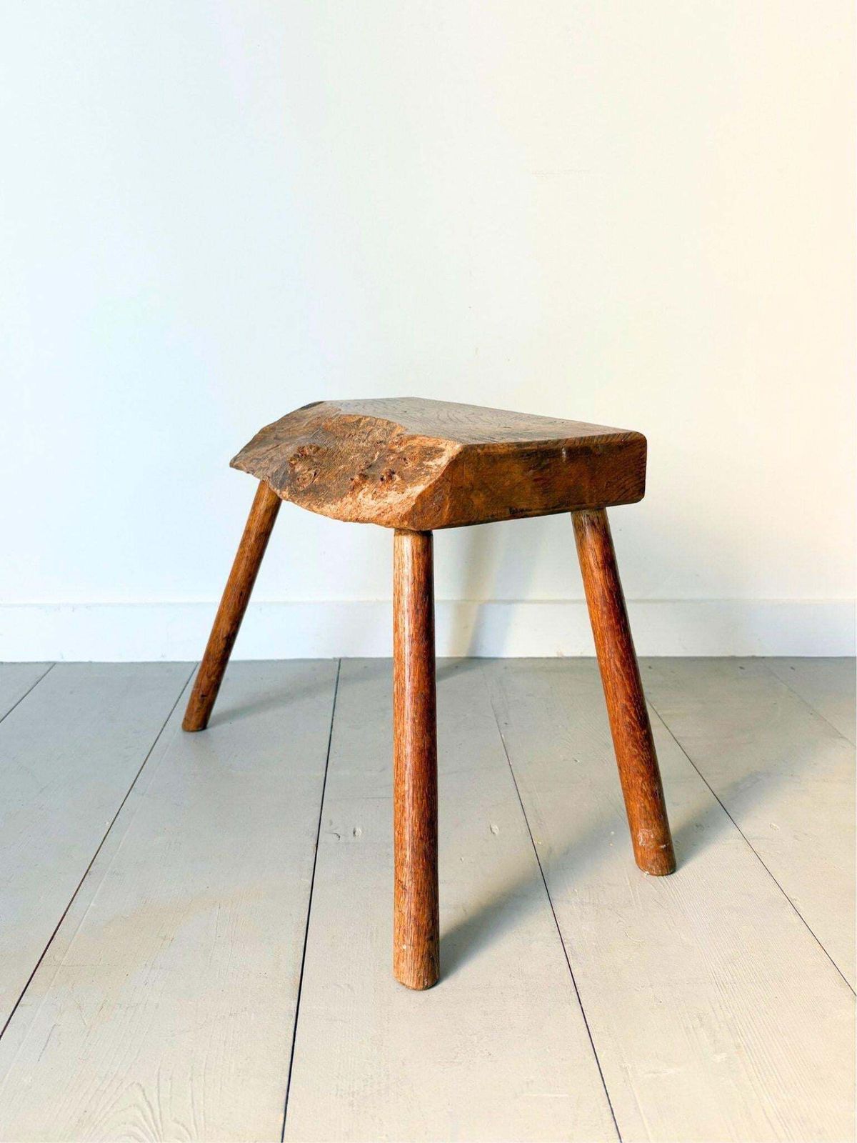 Primitive Brutalist Side Table Stool In Solid Oak By Acornman photo vinterior