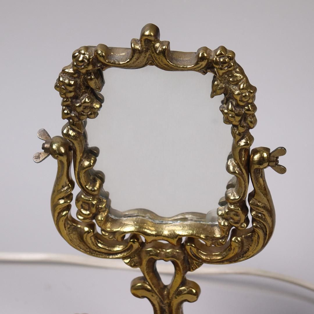 photo for sale Rococo Style Gilt Metal Table Mirrors And Candlestick And Picture Frame Set Of 3