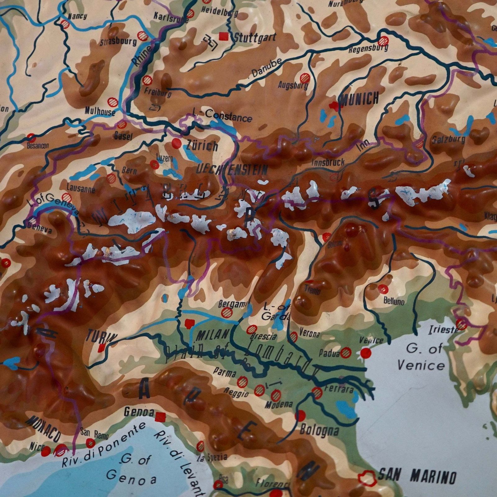 Large 1960s West German Relief Map Of Europe By Relieftechnik photo Art