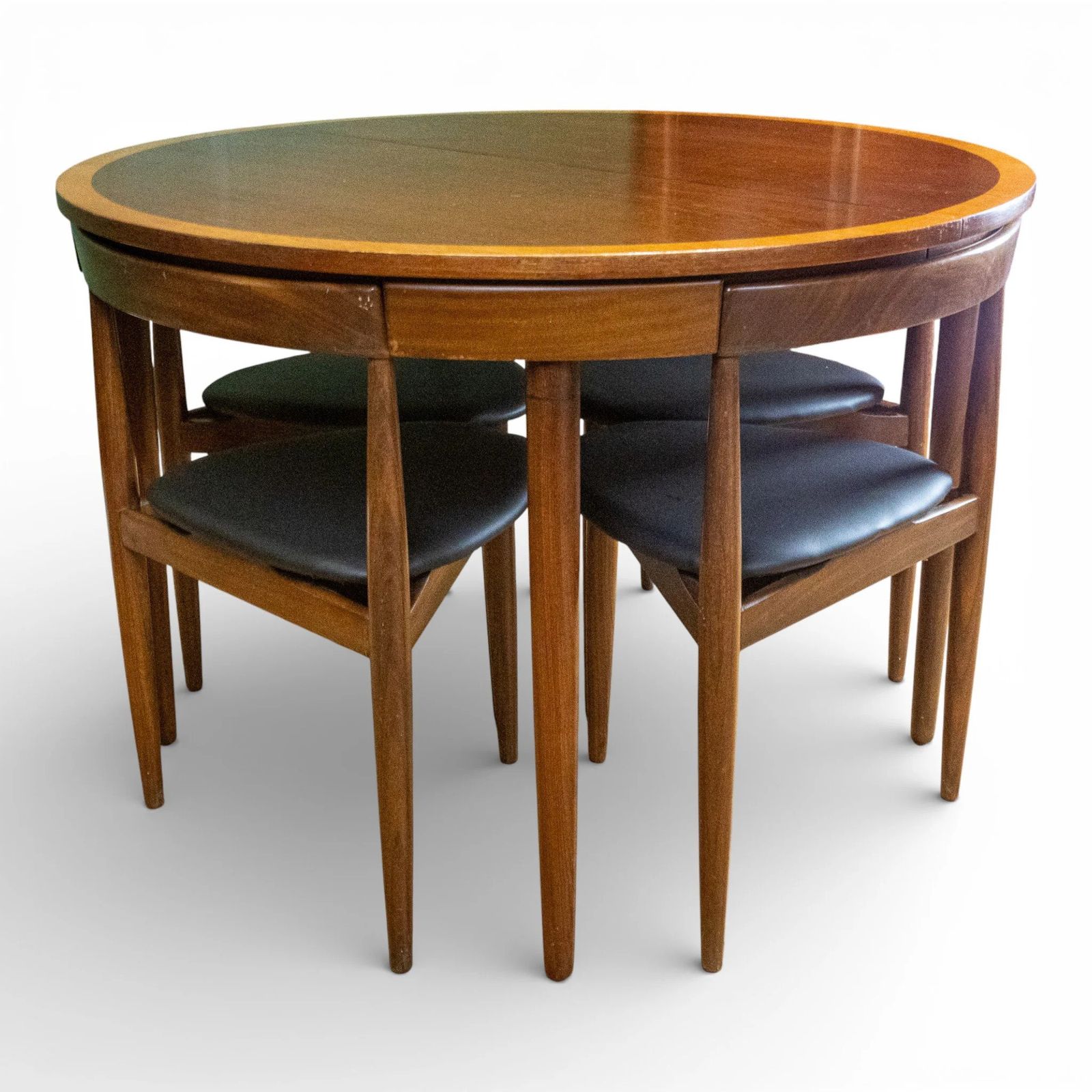 Frem Rolje Roundette Crossbanded Teak Dining Table & 4 Chairs photo Furniture
