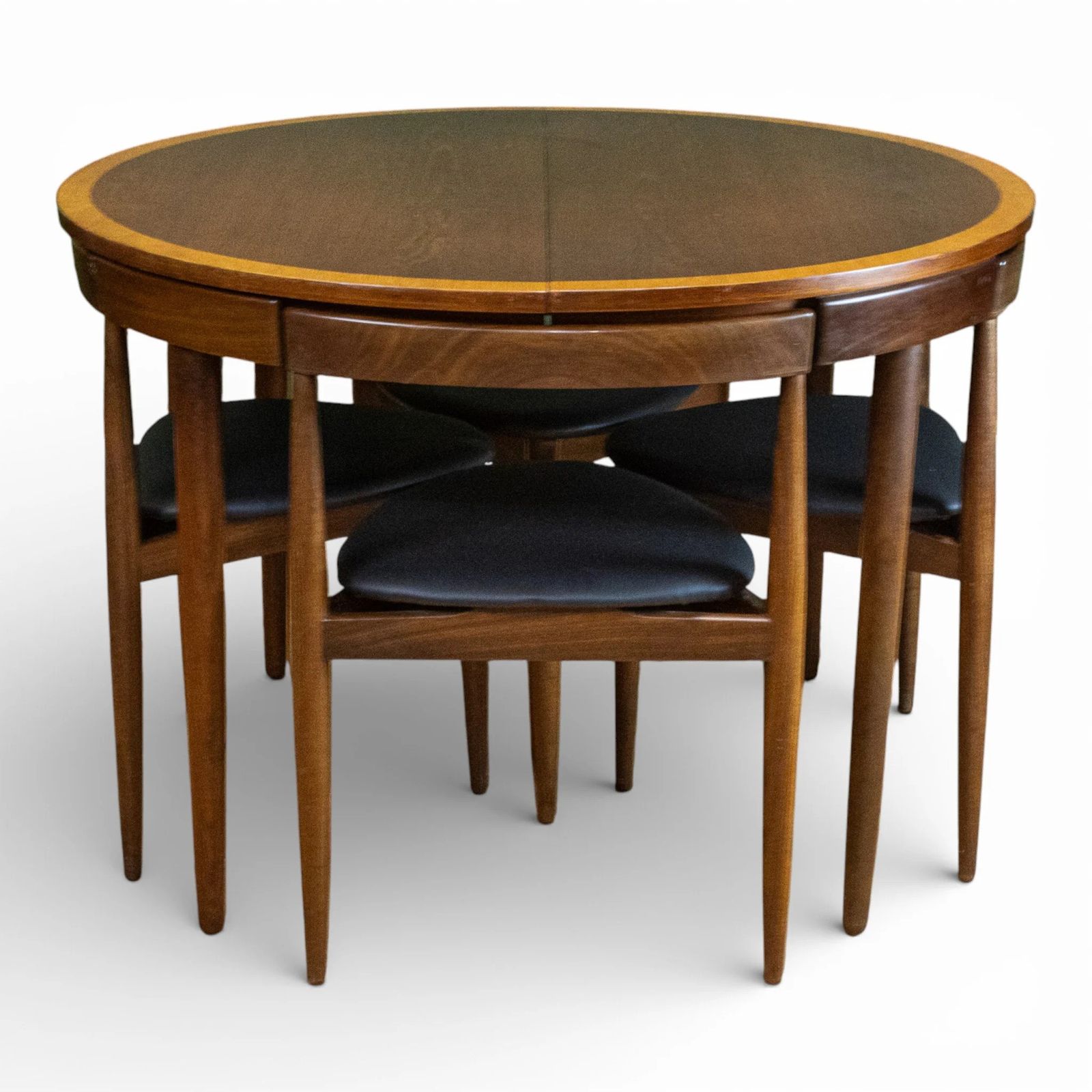 Frem Rolje Roundette Crossbanded Teak Dining Table & 4 Chairs photo vintage