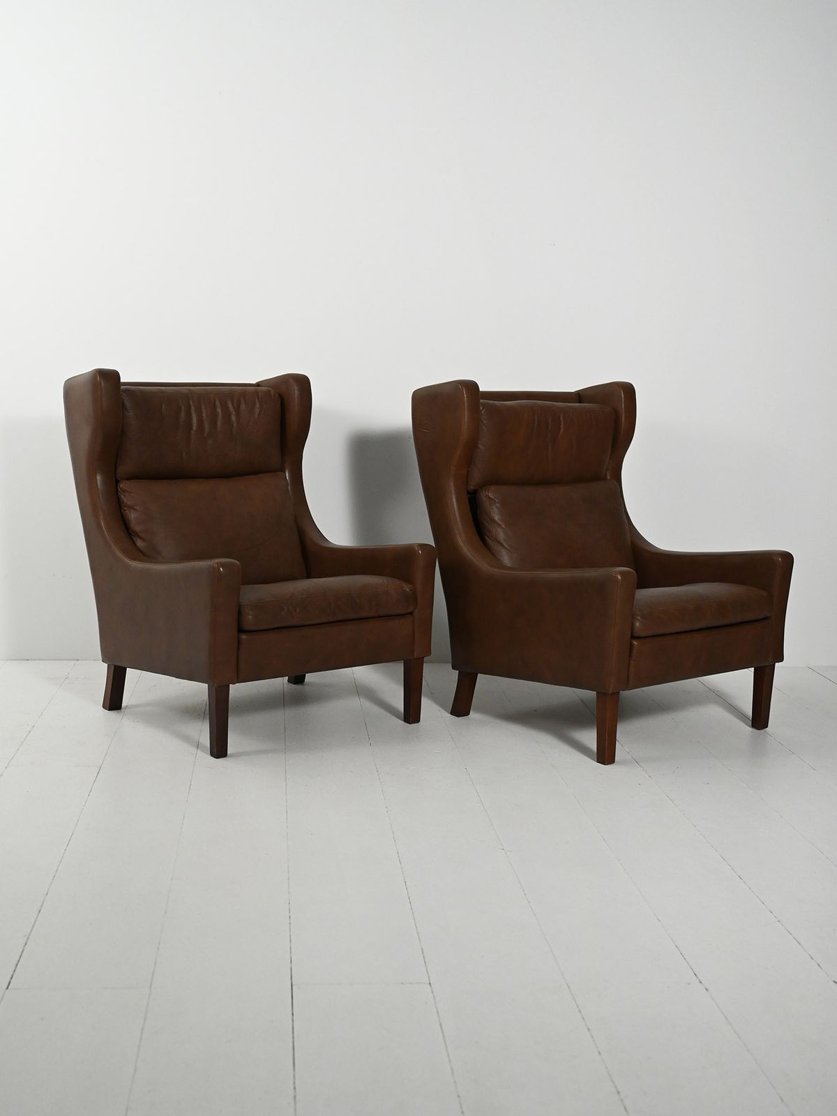Pair Of Danish Armchairs In Dark Brown Leather photo Furniture