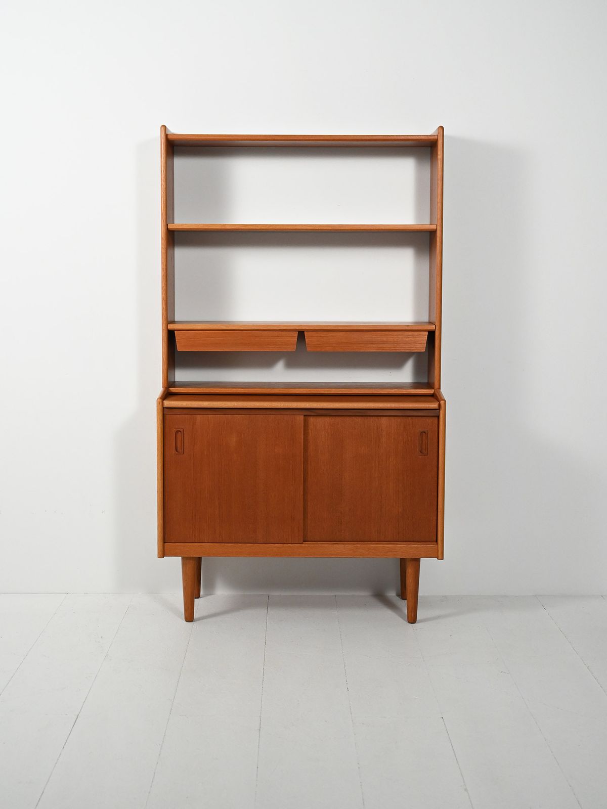 Scandinavian Teak Bookcase With Suspended Drawers photo furniture
