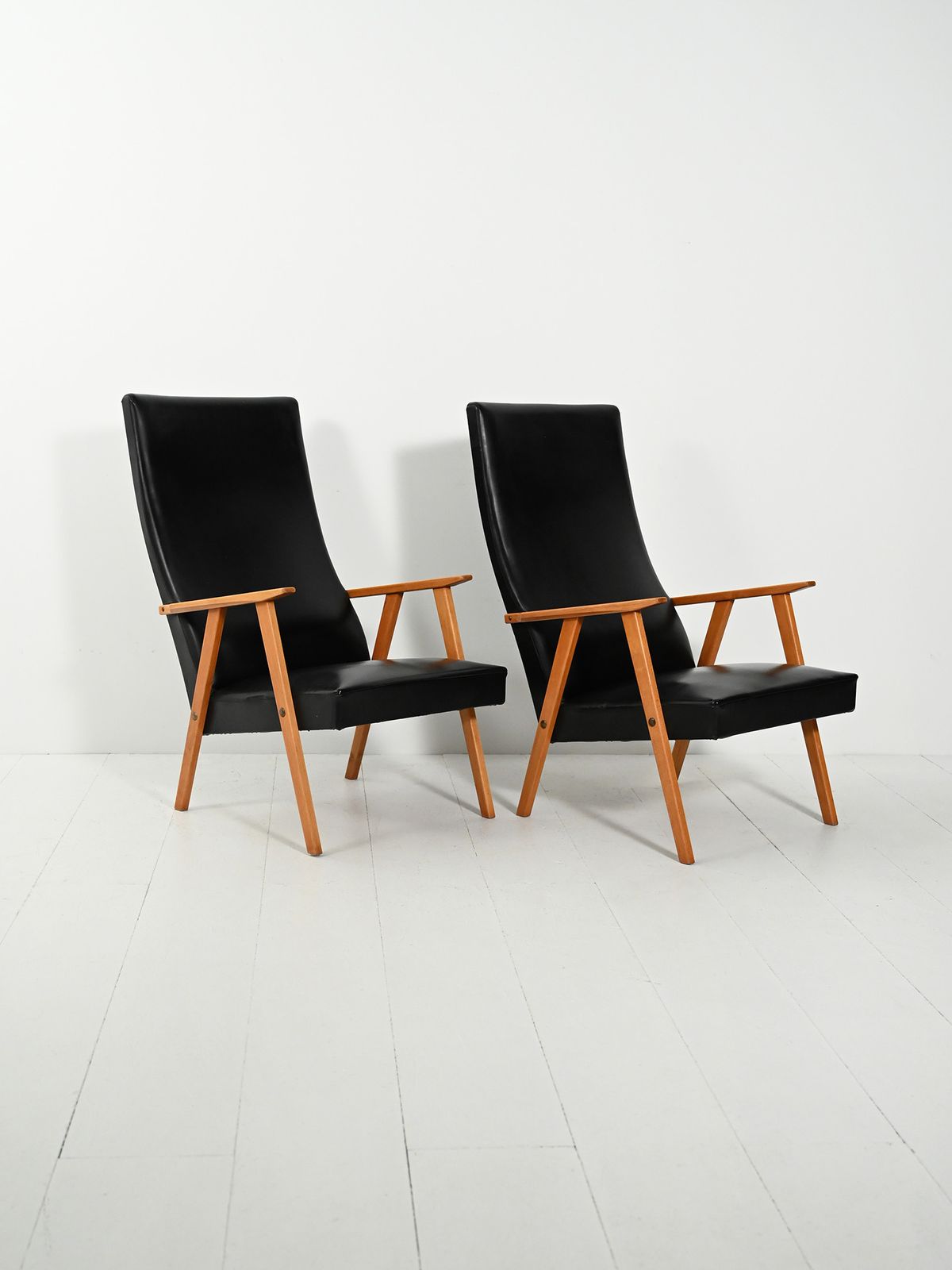 Pair Of Scandinavian Armchairs From The 1950s And 1960s With High Backs photo Furniture
