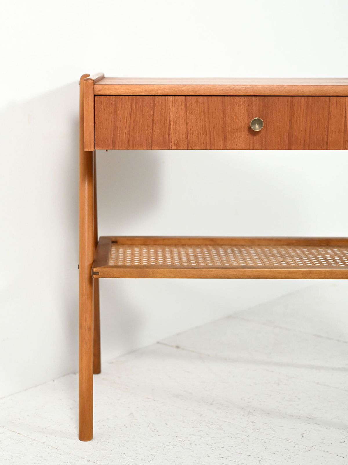 Scandinavian 1950s Teak Bedside Table With Vienna Straw photo 690.0