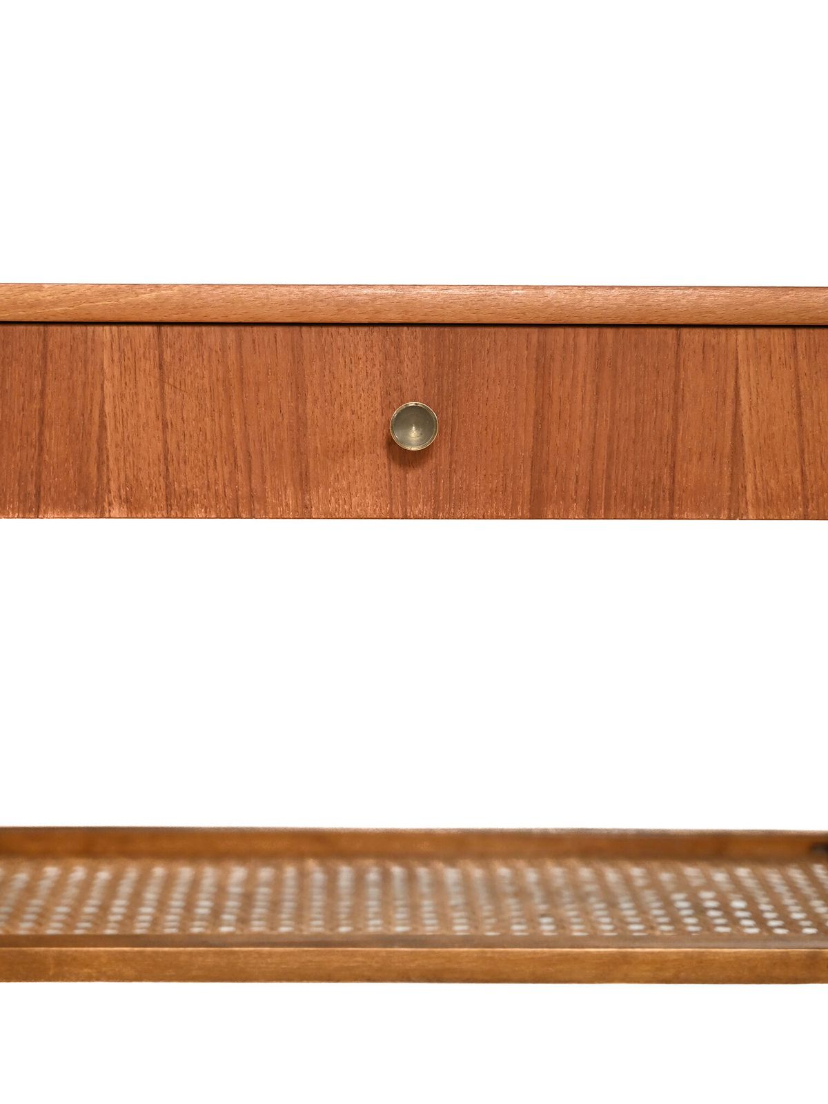 Scandinavian 1950s Teak Bedside Table With Vienna Straw photo vinterior