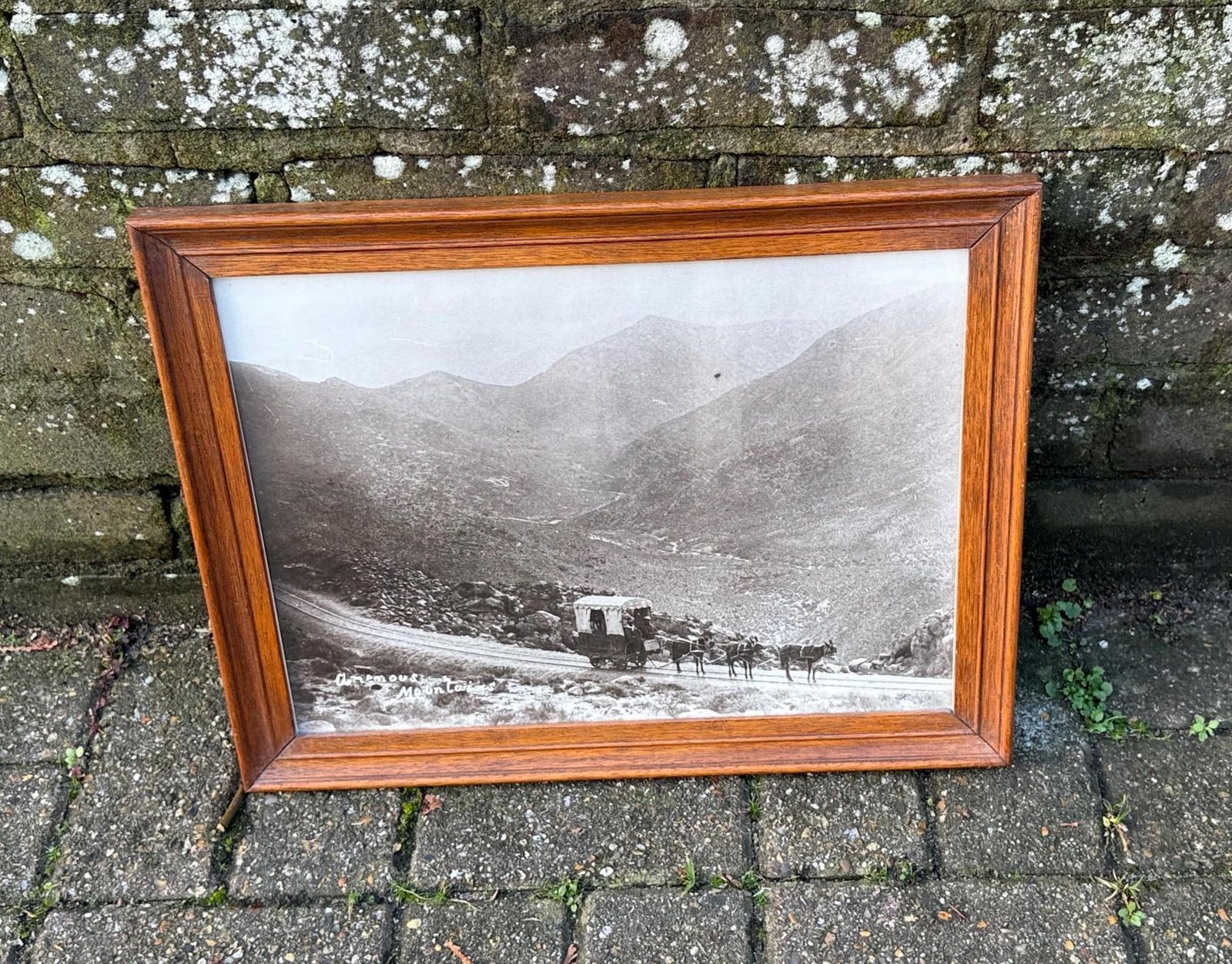 Vintage Quality Oak Frame, Black And White Aran Mountains Landscape Photograph Wall Art