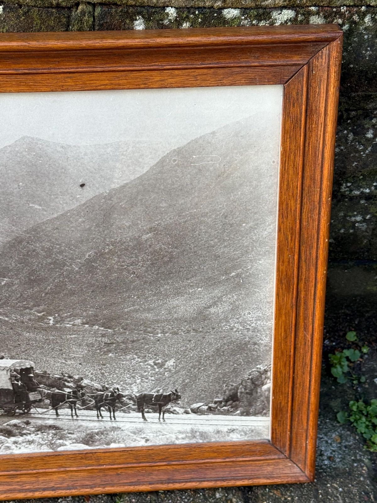 Vintage Quality Oak Frame, Black And White Aran Mountains Landscape Photograph Wall Art photo Art