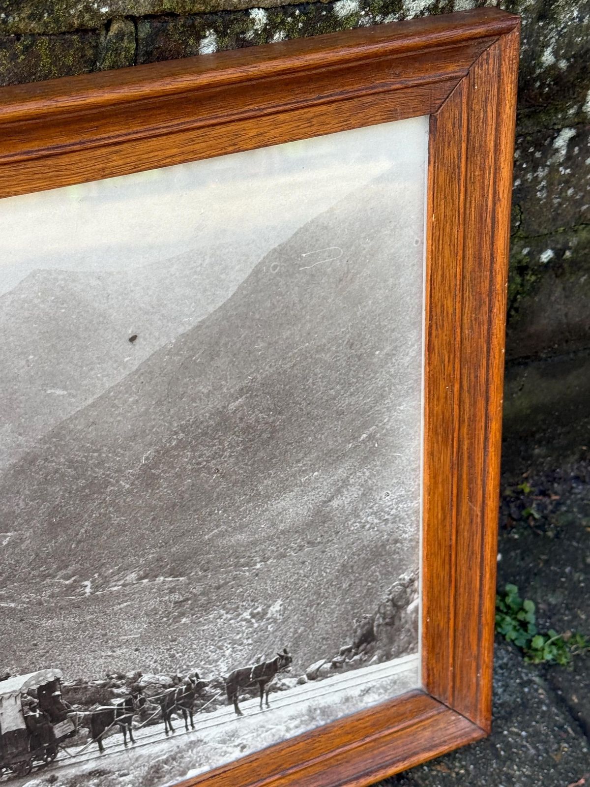 Vintage Quality Oak Frame, Black And White Aran Mountains Landscape Photograph Wall Art photo 92.0