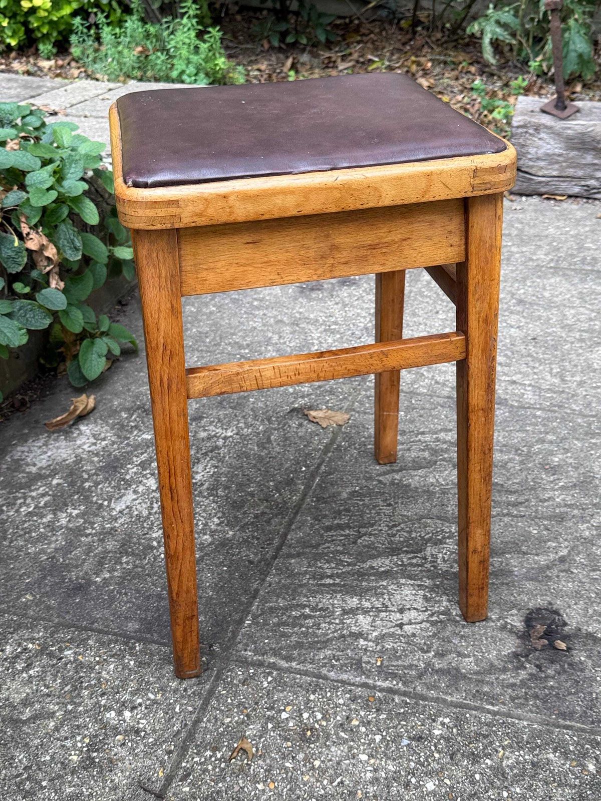Mid Century Vintage Wooden Storage Stool Sewing Box Utility Seat 1960s 1970s photo Furniture