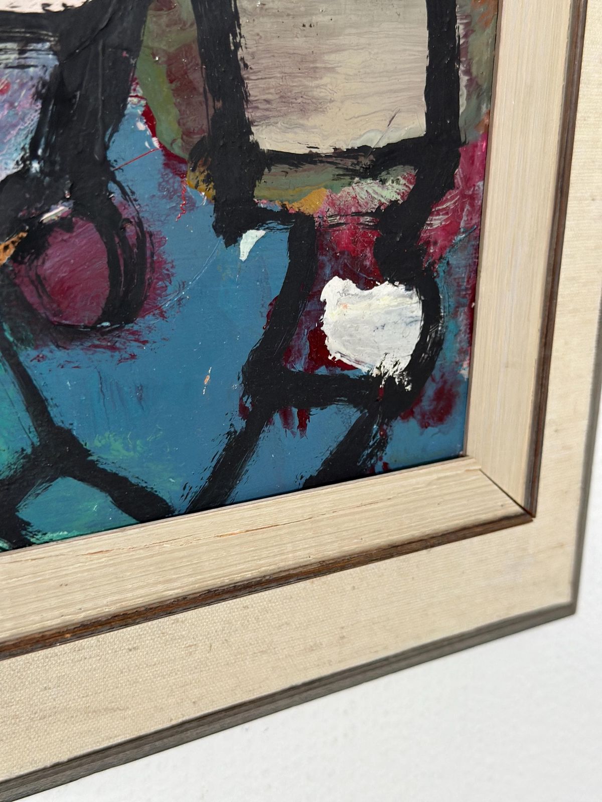 Original Swedish Oil On Panel – “Collective With Youthful Face” By Erik Heinertz – Vintage & Framed – 60 × 69 Cm (23.6" × 27.2") photo furniture