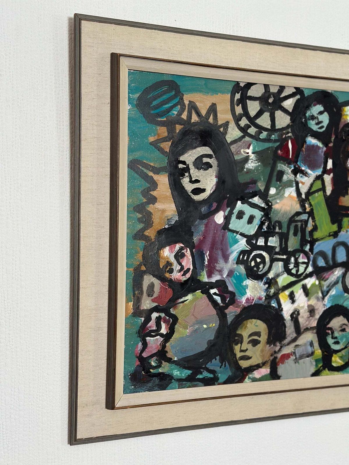 Original Swedish Oil On Panel – “Collective With Youthful Face” By Erik Heinertz – Vintage & Framed – 60 × 69 Cm (23.6" × 27.2") photo vintage