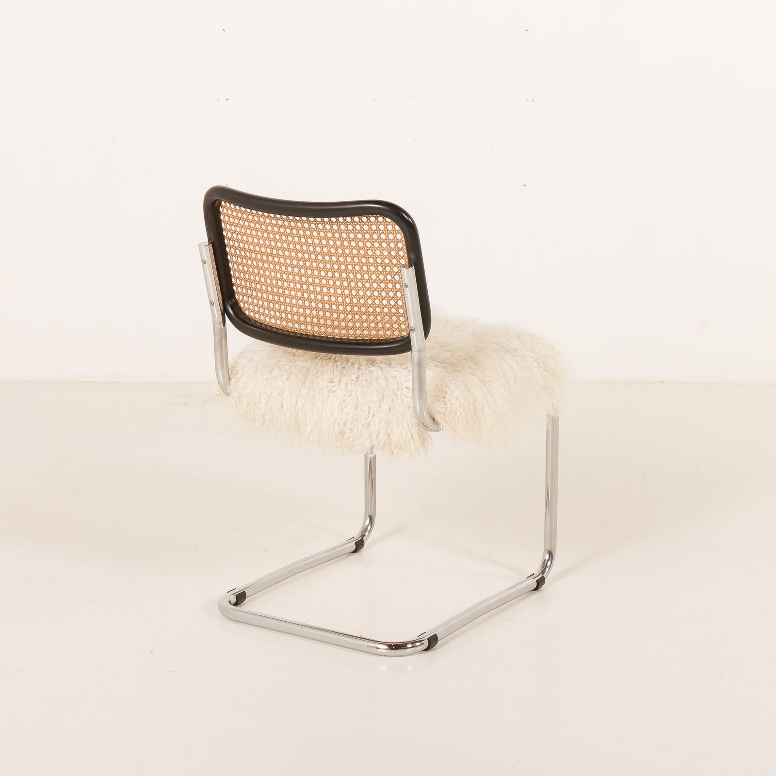 Italian Vintage Accent Chair In Long Hair Sheepskin, 1960s photo vinterior