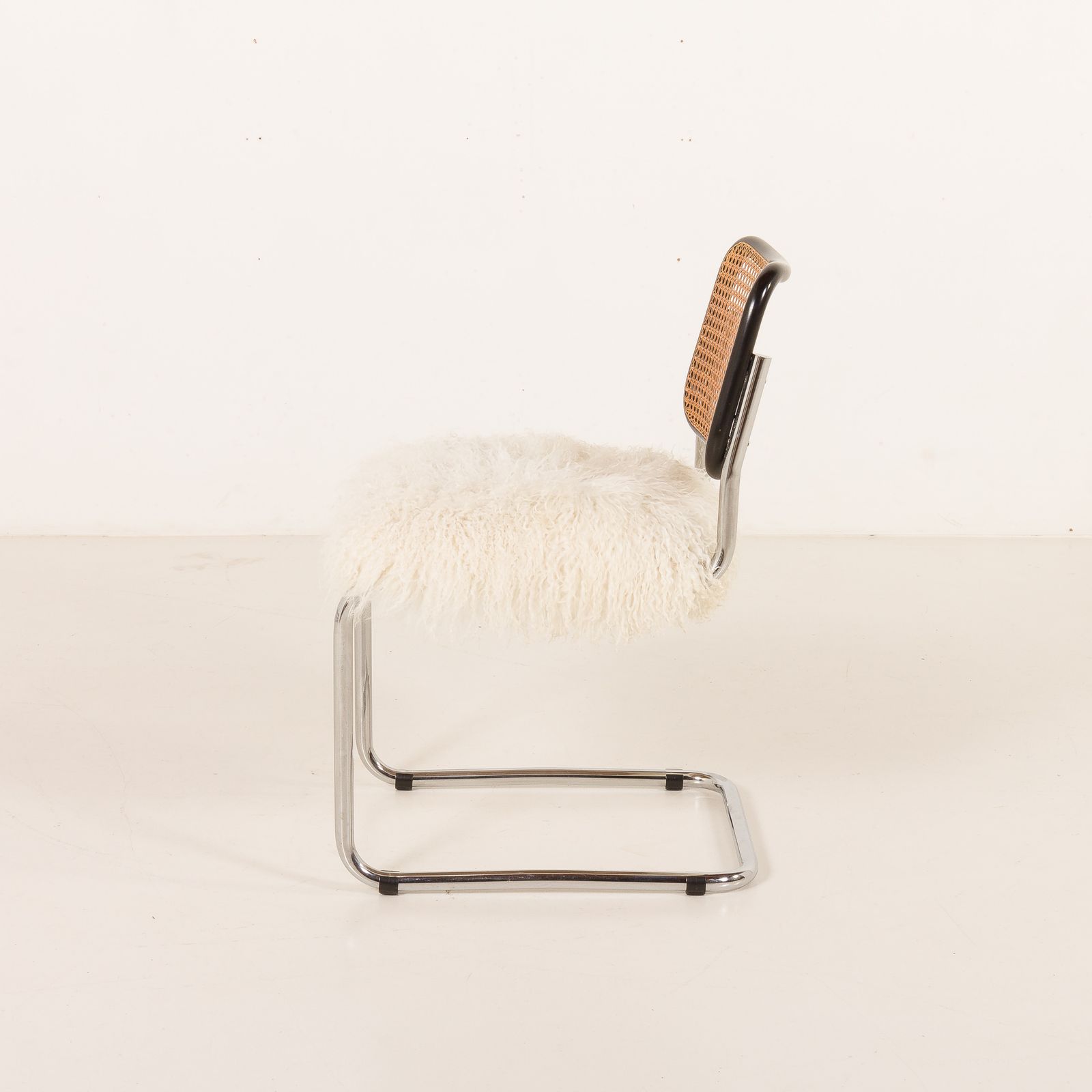 Italian Vintage Accent Chair In Long Hair Sheepskin, 1960s photo vintage