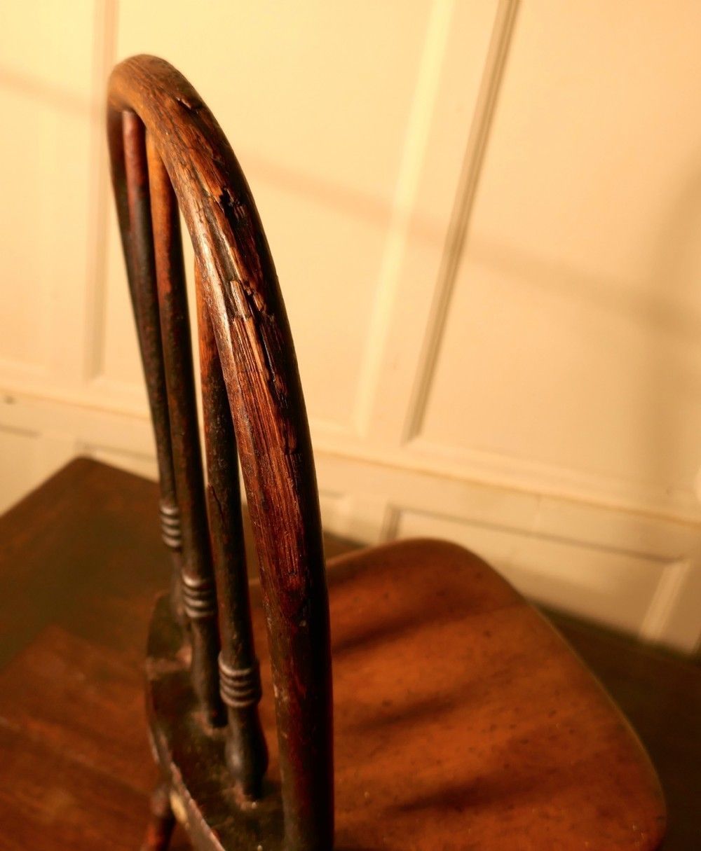 19th Century Miniature Beech And Ash Hoop Back Kitchen Chair photo for sale