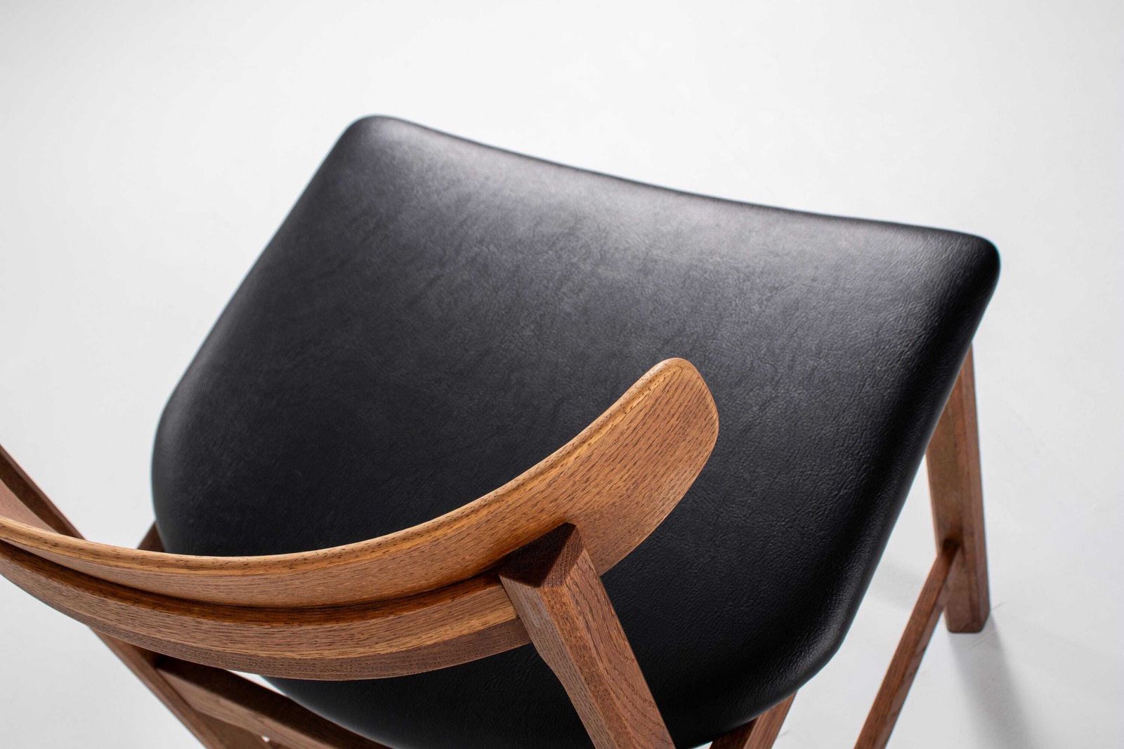 1454.0 Set Of 4 Danish Oak Dining Chairs, Newly Upholstered In Black Skai, 1960s photo