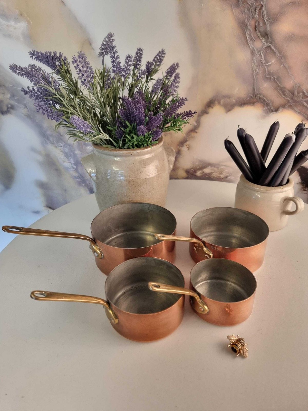 Vintage Set Franse Koperen Steelpannen – Frans Kookgerei, Gemaakt In Frankrijk