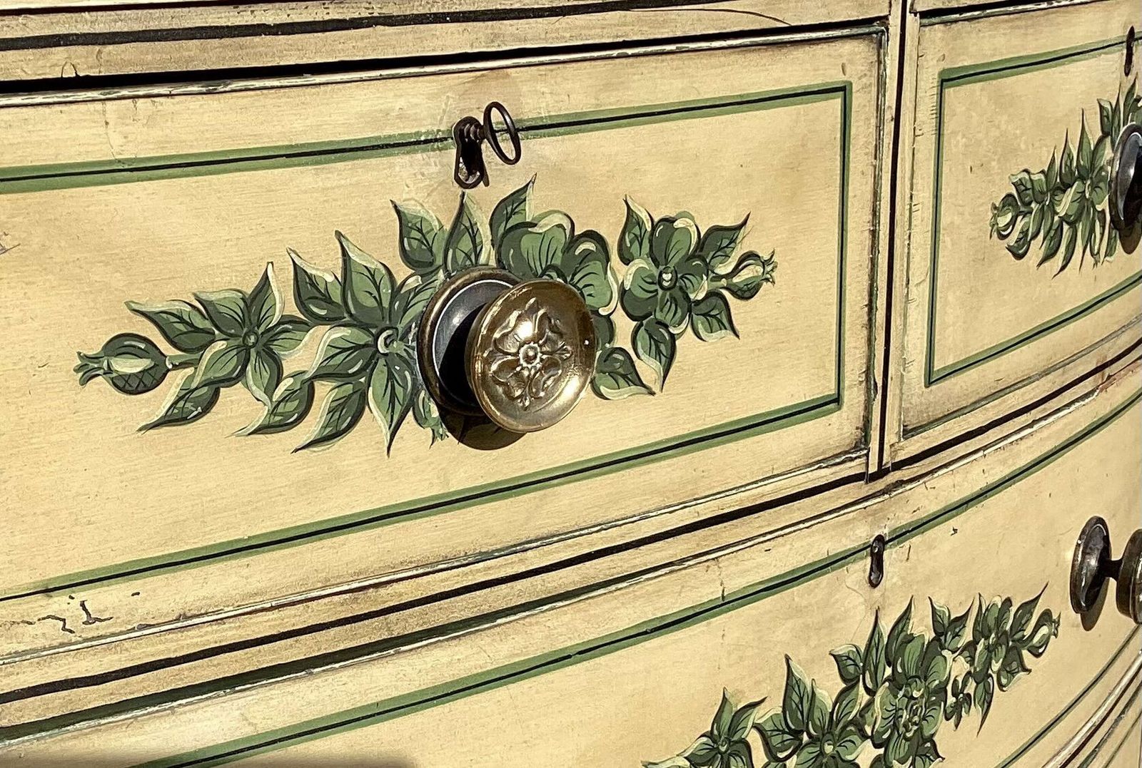 Charming Regency Painted Bow Fronted Chest Of Drawers photo Furniture