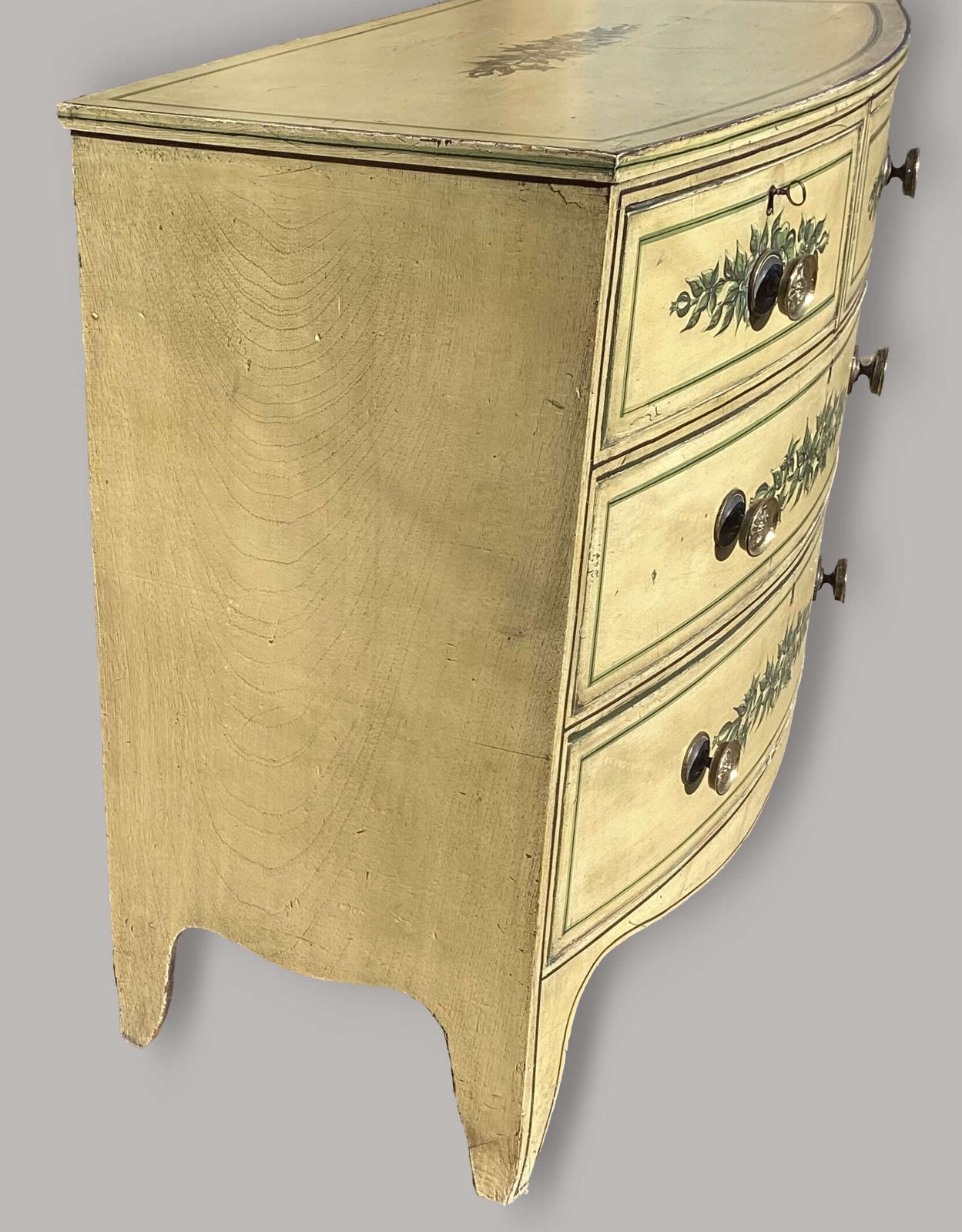 photo furniture Charming Regency Painted Bow Fronted Chest Of Drawers