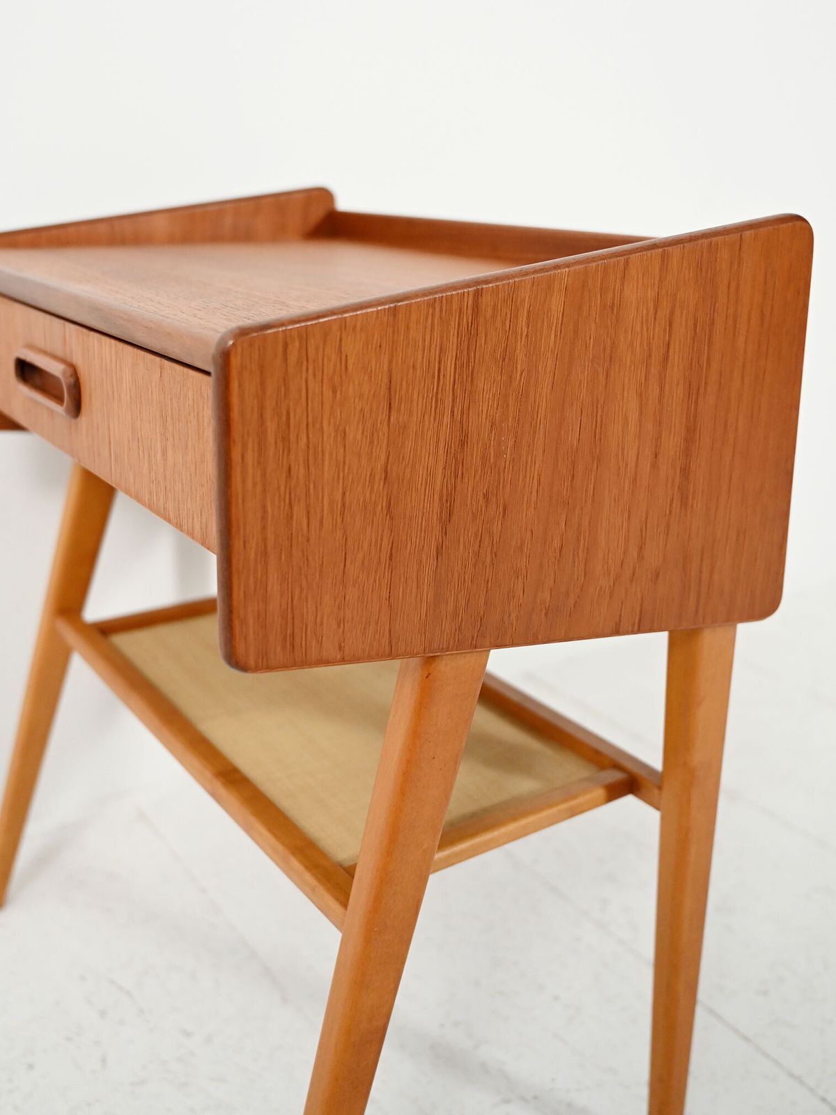 Scandinavian Bedside Table With Fabric Shelf photo buy