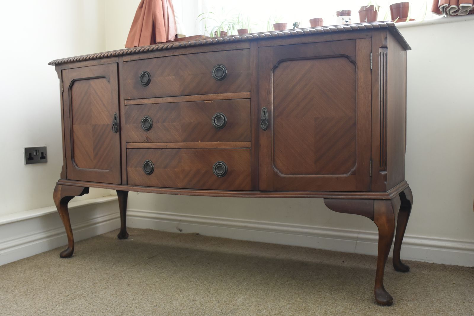 Stunning Antique Queen Anne Style Sideboard photo buy