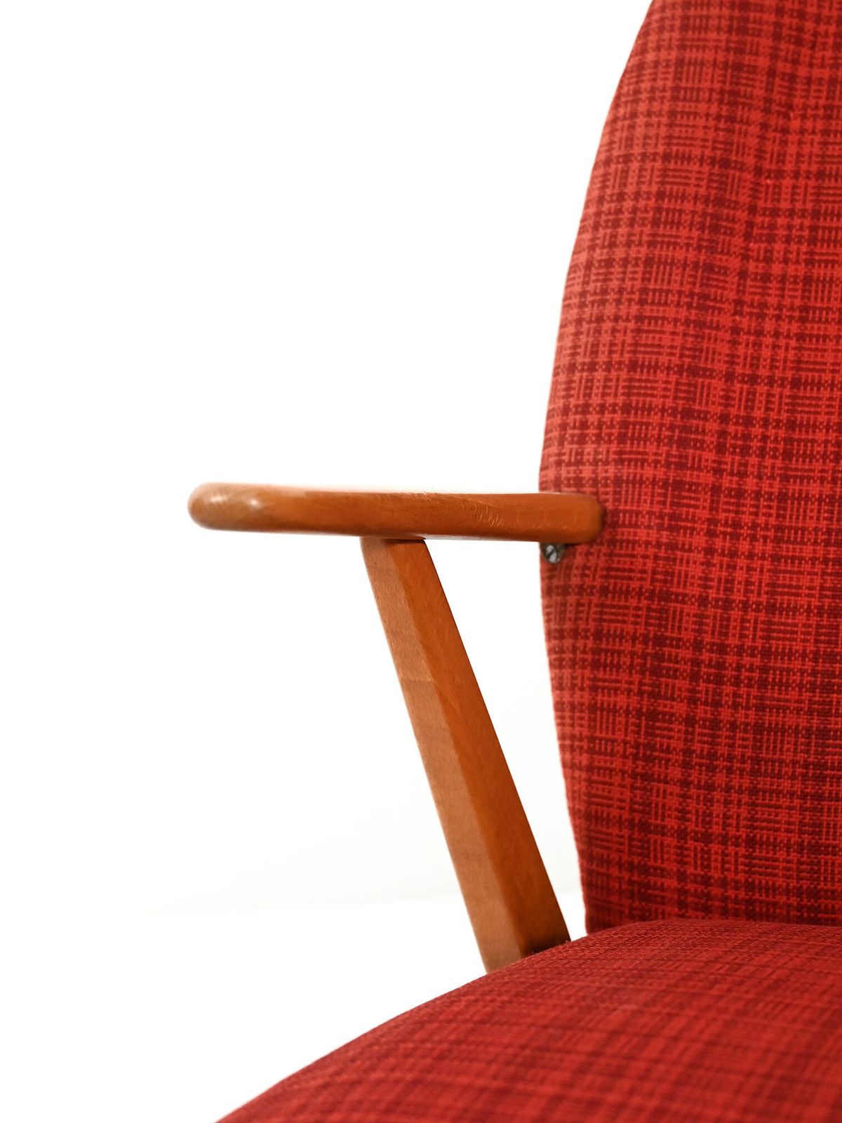 Scandinavian Armchair From The 1950s With Red Wool Upholstery photo buy
