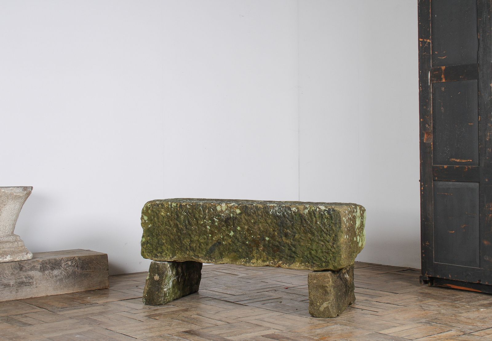 Reclaimed Carved Stone Sandstone Garden Bench Seat With Weathered Patina photo furniture