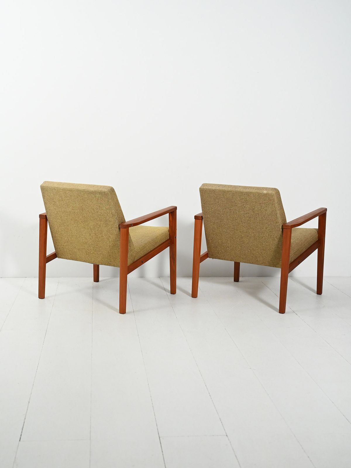 Pair Of Danish Teak Armchairs With Green Upholstery photo 1670.0