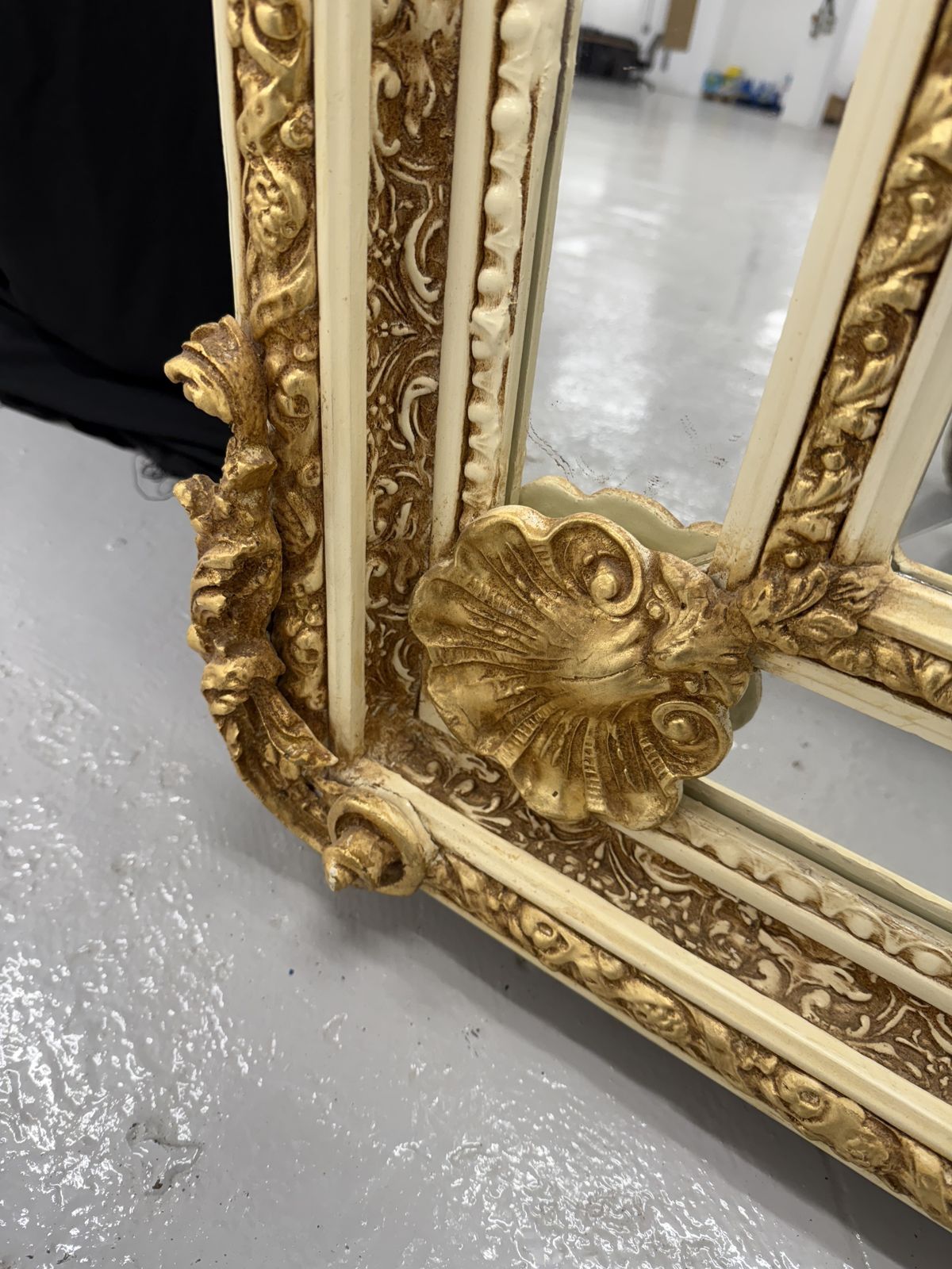 photo furniture Antique Style French Regency Empire Rocco Ornate Mirror  Gold Cream 7ft