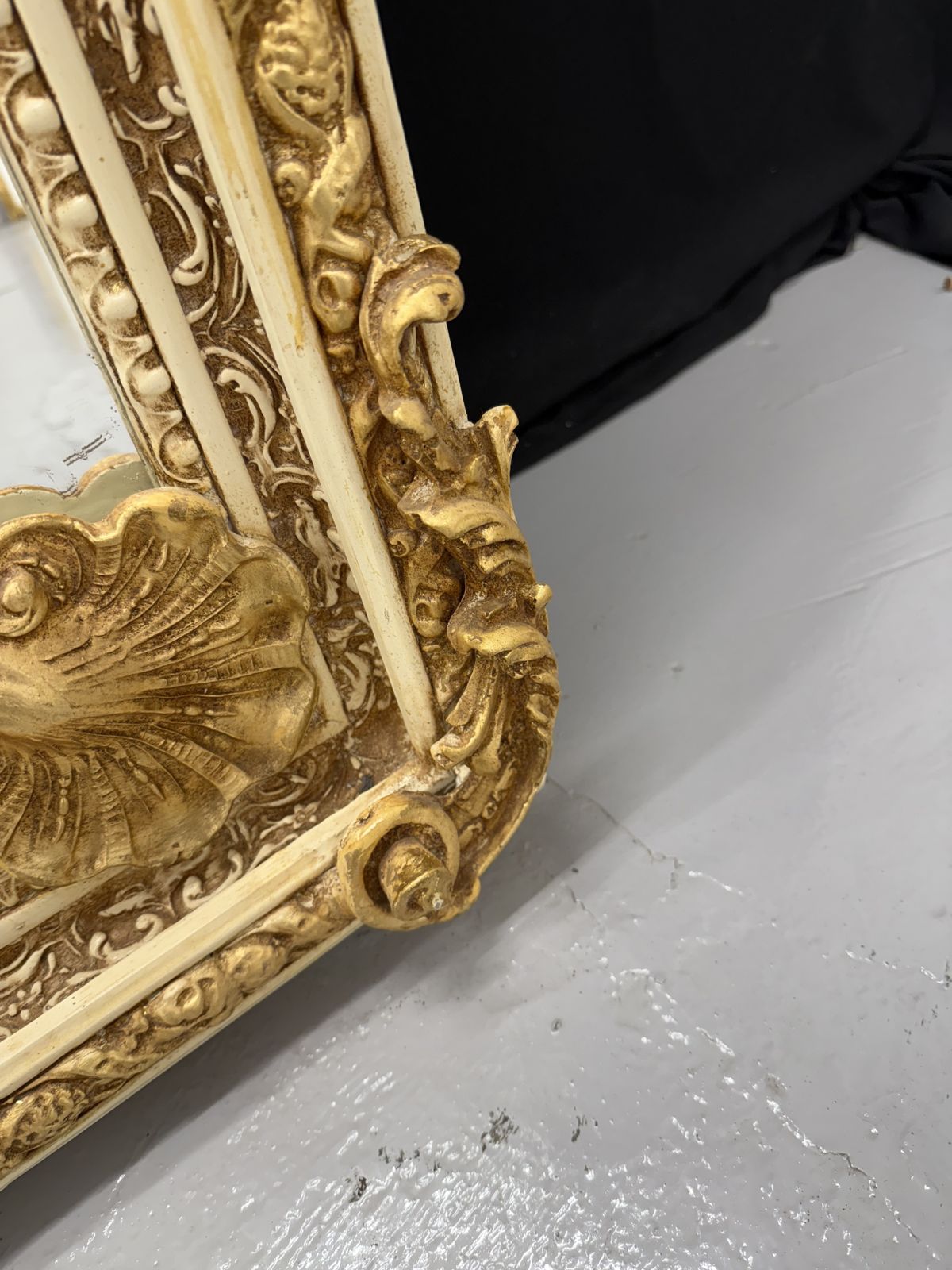 photo for sale Antique Style French Regency Empire Rocco Ornate Mirror  Gold Cream 7ft