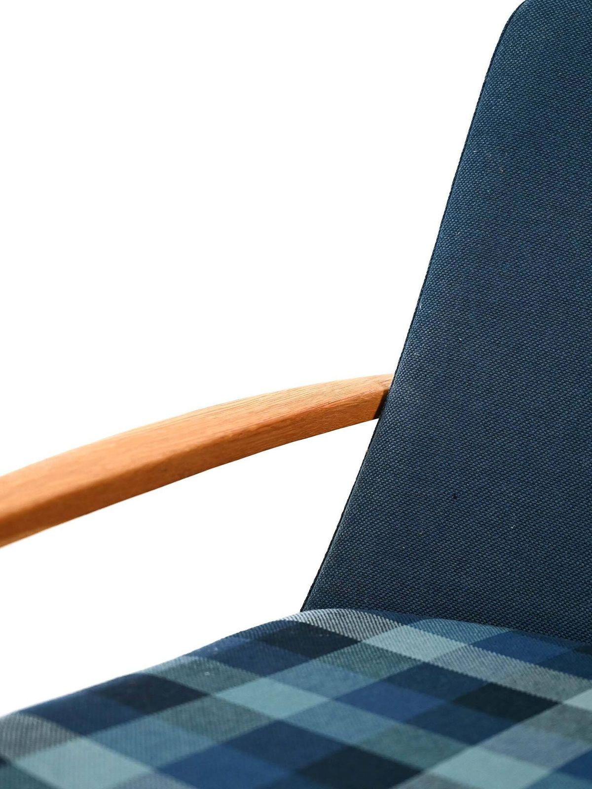 Scandinavian Armchair In Oak And Blue Wool photo buy