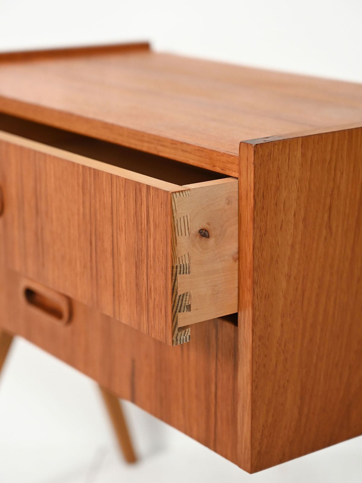Scandinavian Teak Bedside Table With Two Drawers, 1960s photo vintage