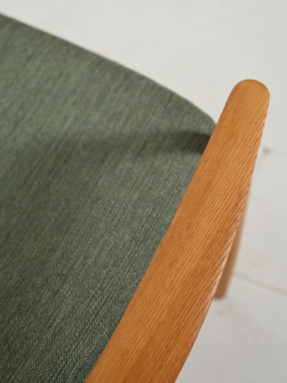 Scandinavian Armchair In Oak And Sage Green Wool photo Furniture