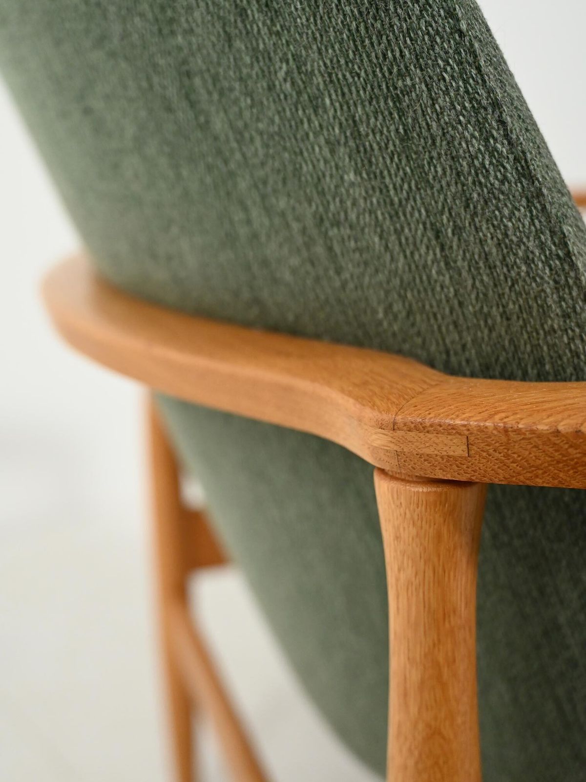 photo for sale Scandinavian Armchair In Oak And Sage Green Wool