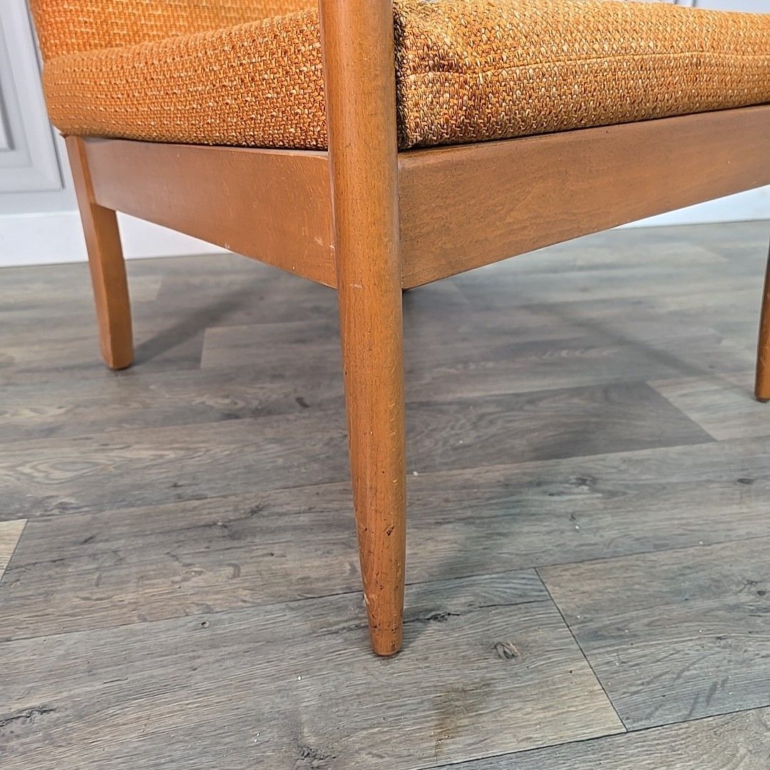 Vintage Armchair Mid Century Modern Teak Upholstered Fireside Chair Danish photo for sale