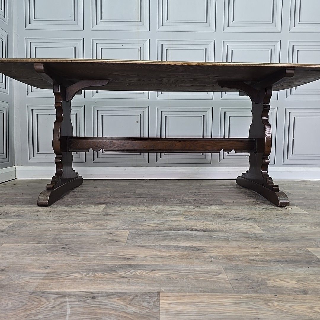 330.0 Ercol Refectory Dining Table 6ft Solid Elm Top & Beech Base – Farmhouse photo