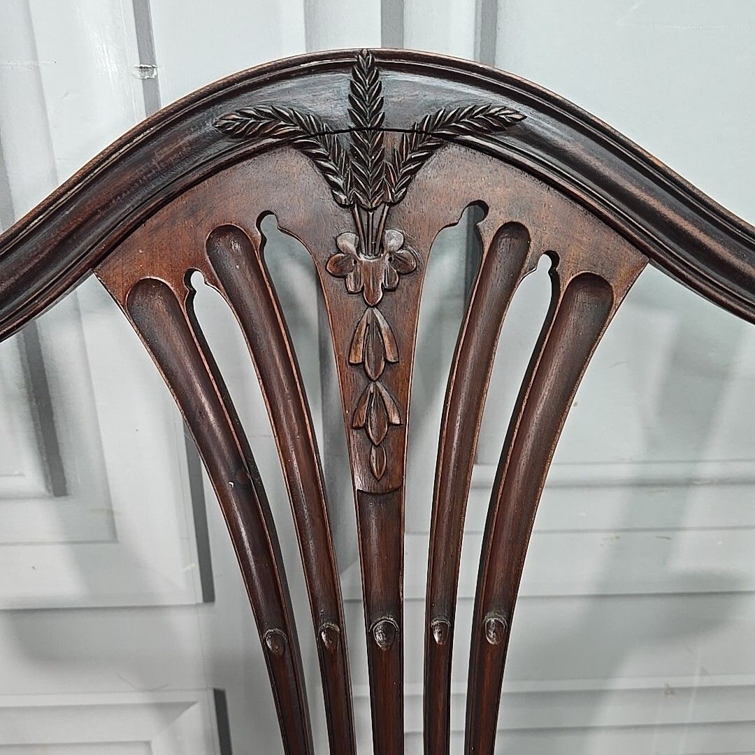 Antique Georgian Chair Hepplewhite Upholstered Shield Hall Bedroom  Mahogany photo vinterior