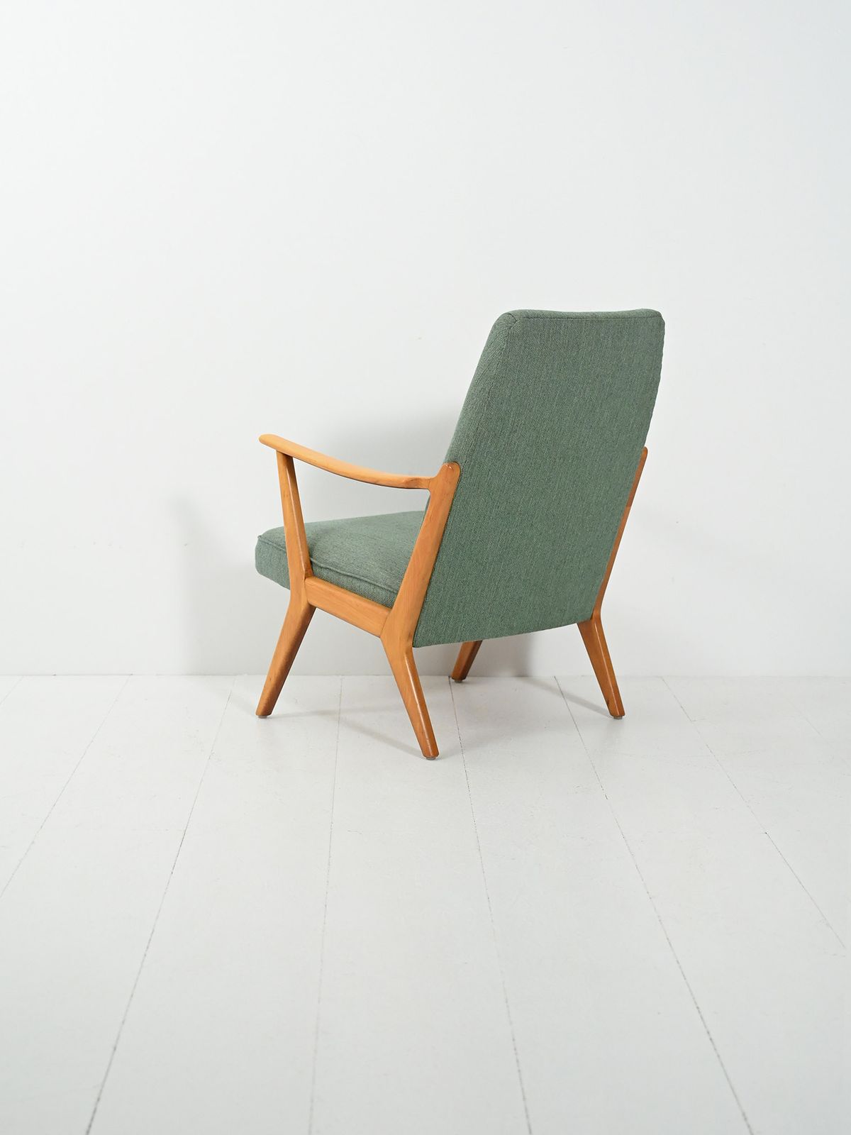Scandinavian Armchair From The 1950s And 1960s With Sage Green Wool Upholstery photo for sale