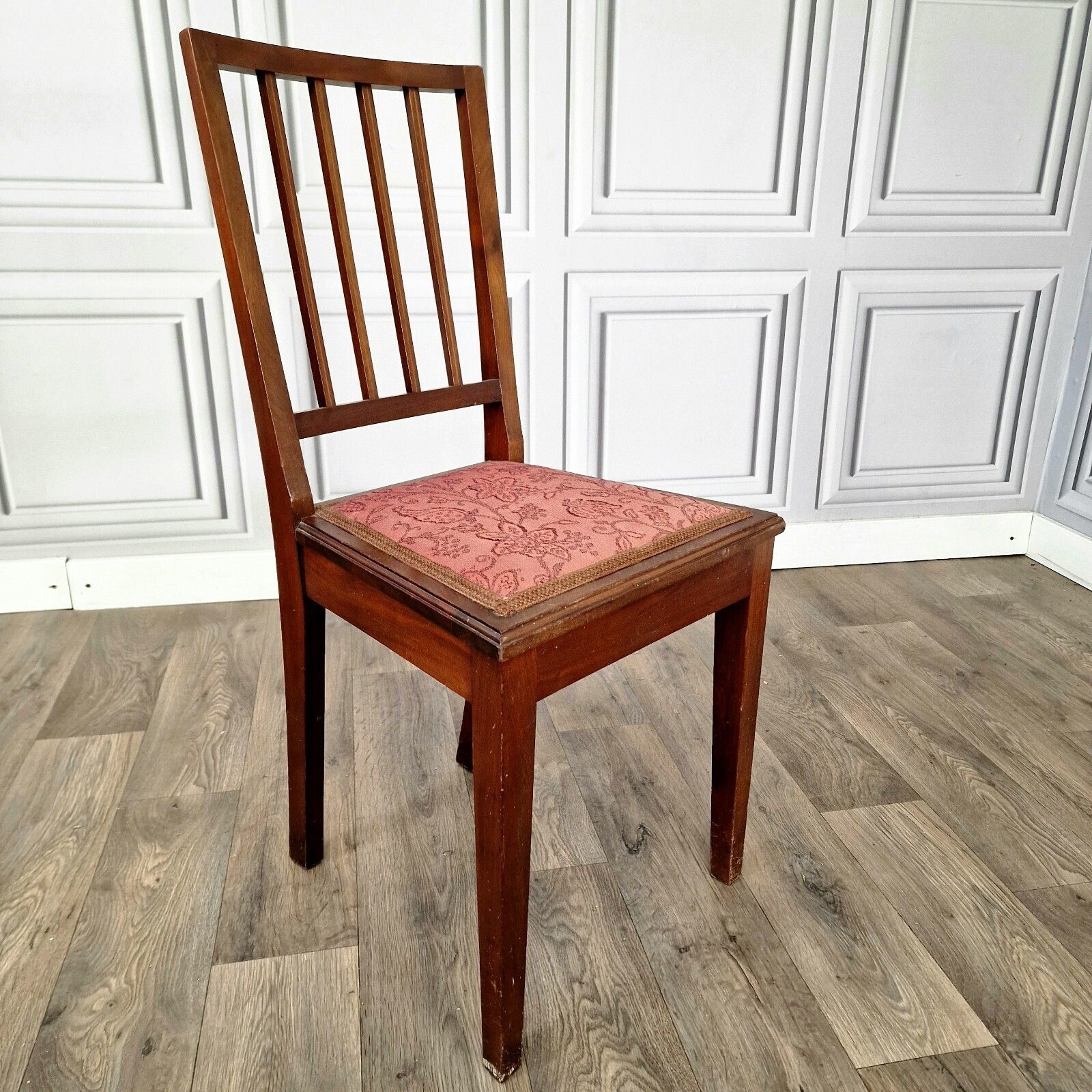 Antique Edwardian Single Chair Dining Bedroom Mahogany Upholstered Wooden
