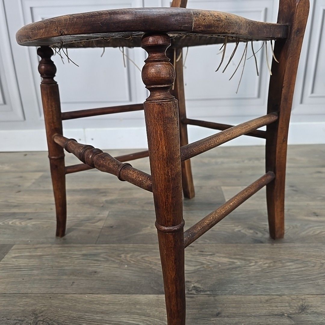 Furniture Antique Balloon Chair Turned Decorative Cane  Hall Occasional Solid Wooden photo
